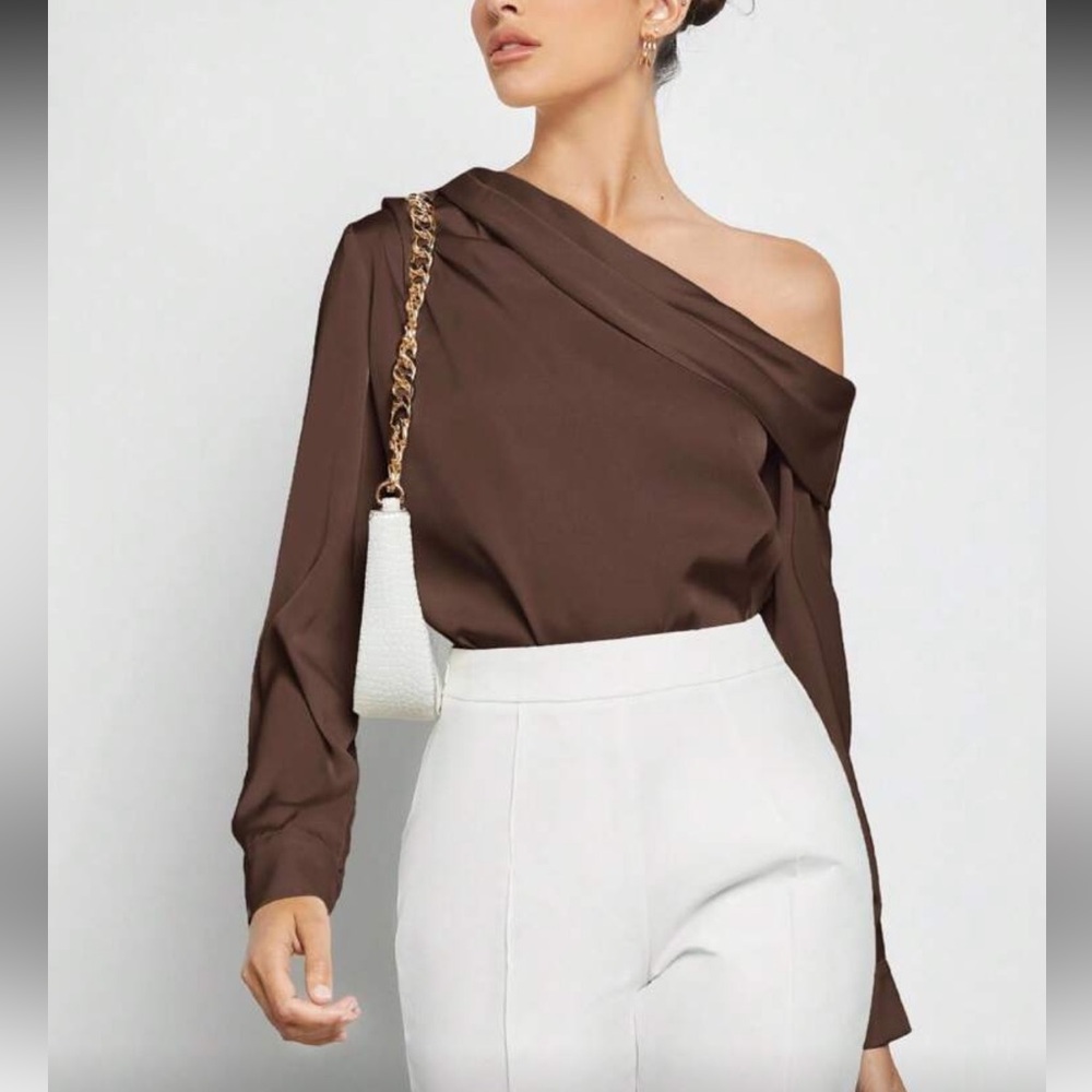 Elegant Brown Off-Shoulder Women's Top